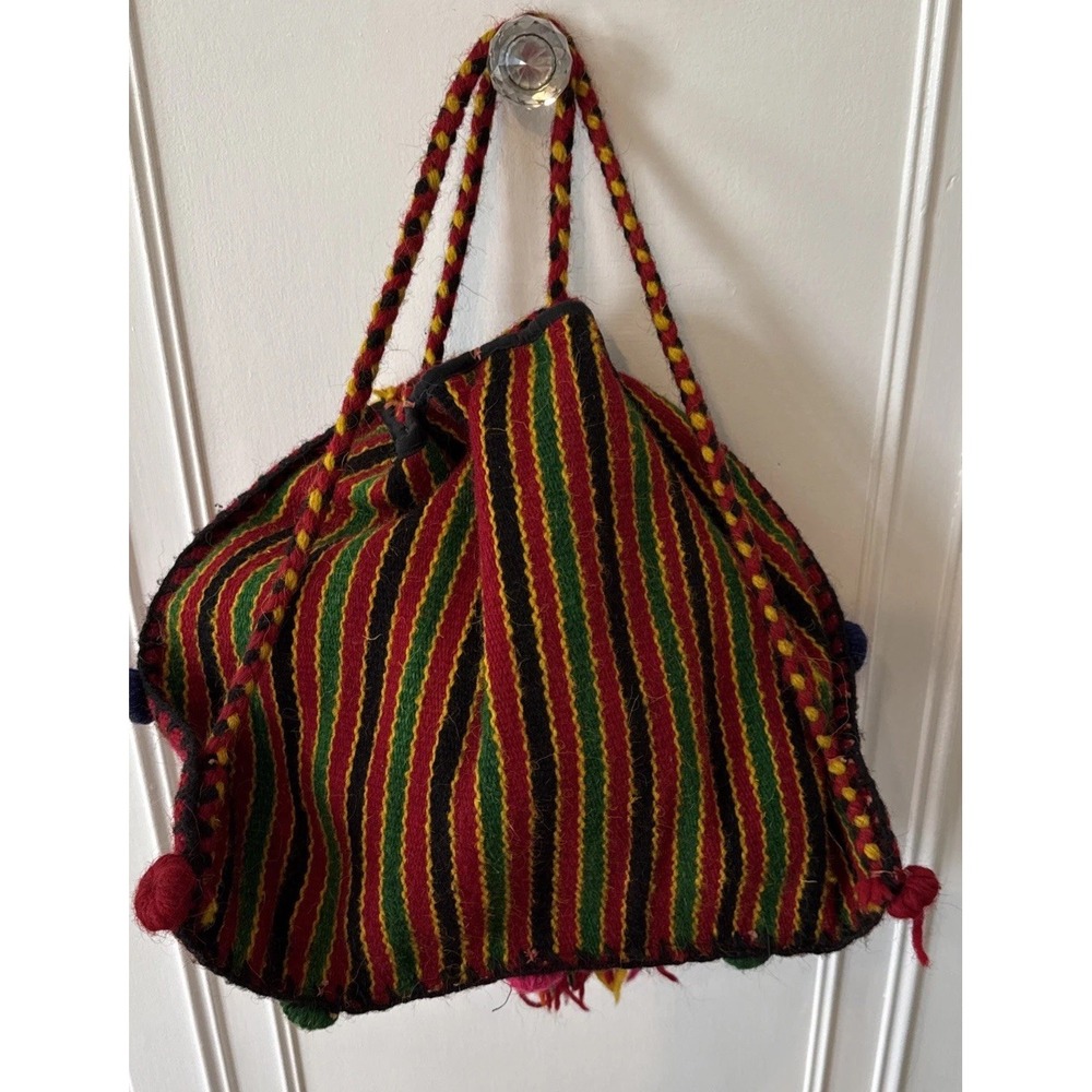 Vintage Cretan Crete Wool Woven Traditional Vourgia Tagari Drawstring Bag 14x17 - Picture 3 of 5
